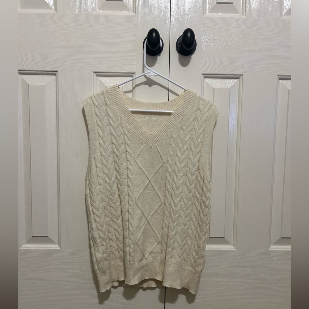 Cream Cable Knit Sweater Vest